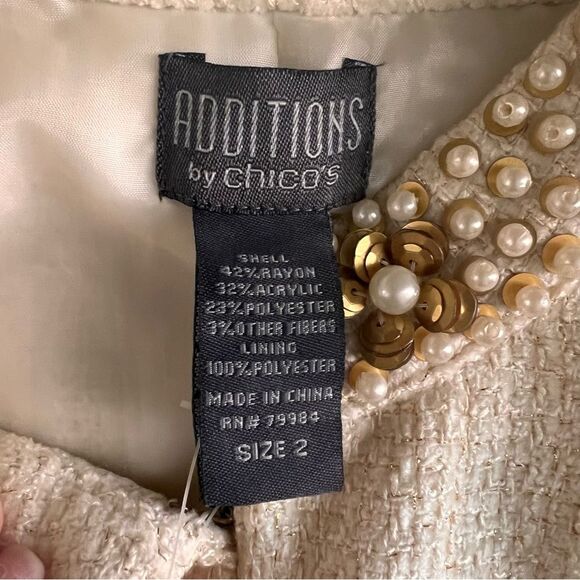 New Additions by Chico’s Berlynn Jacket Large Size 2 Ivory Jewelry Box Lined - Picture 8 of 12